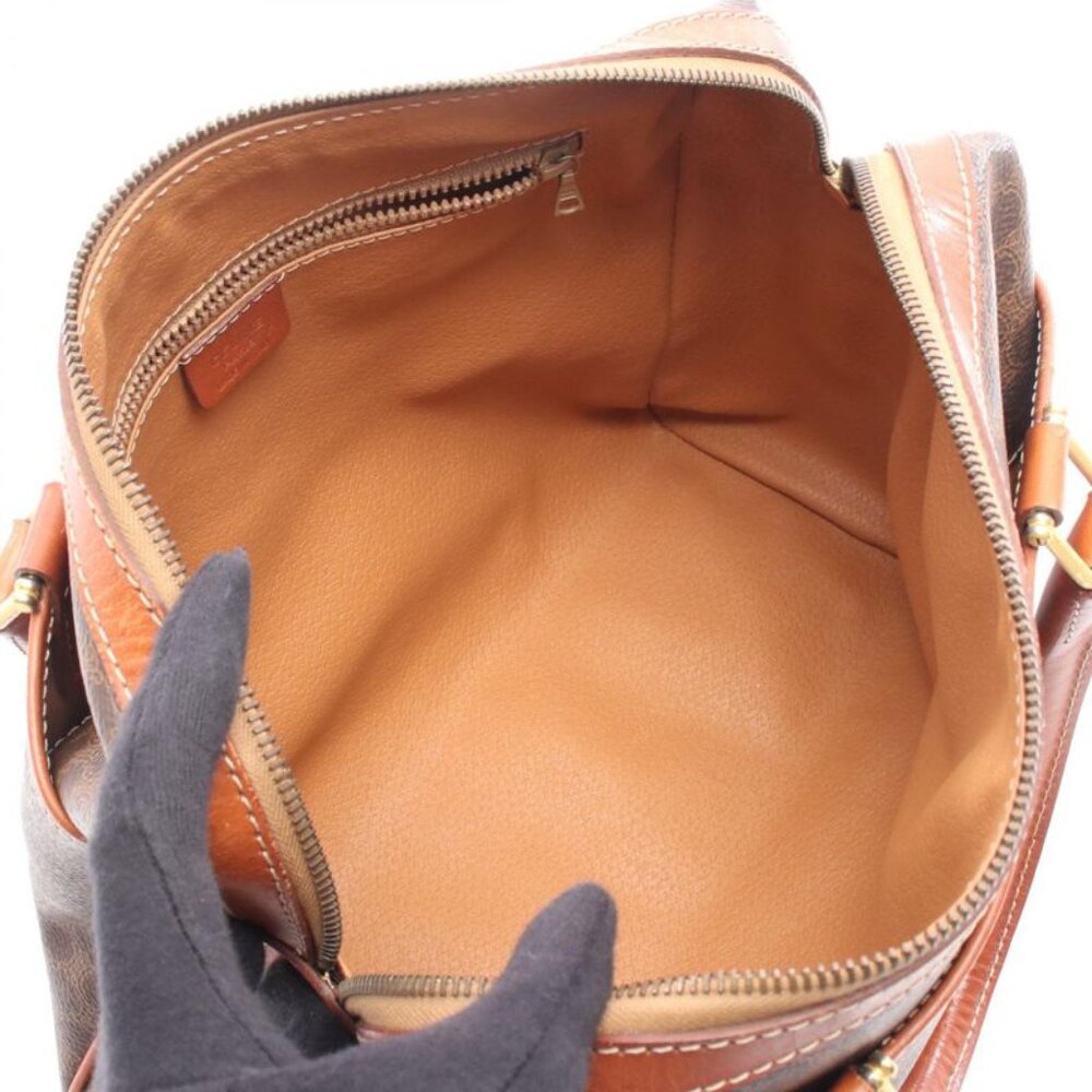 Celine Tote Macadam Dark Brown Canvas Leather Handbag - Picture 3 of 9